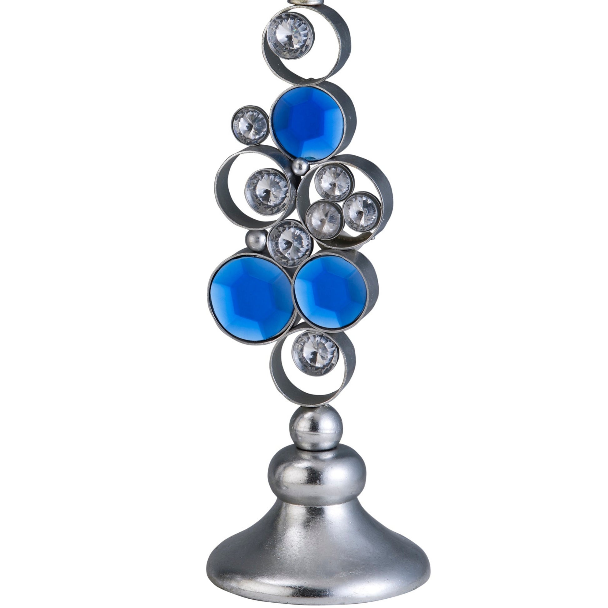 14" And 16" Tall Polyresin" Dazzle" Candleholder, Silver Finish Set Of 2 Multicolor Polyresin