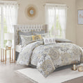 8 Piece Cotton Floral Printed Reversible Comforter Set Yellow King King Yellow Cotton