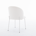 Heng Ming Iron Footed Dining Chair With Adjustable Foot Pads. Suitable For Dining Room, Living Room, Study Room,Set Of 2 White Wood