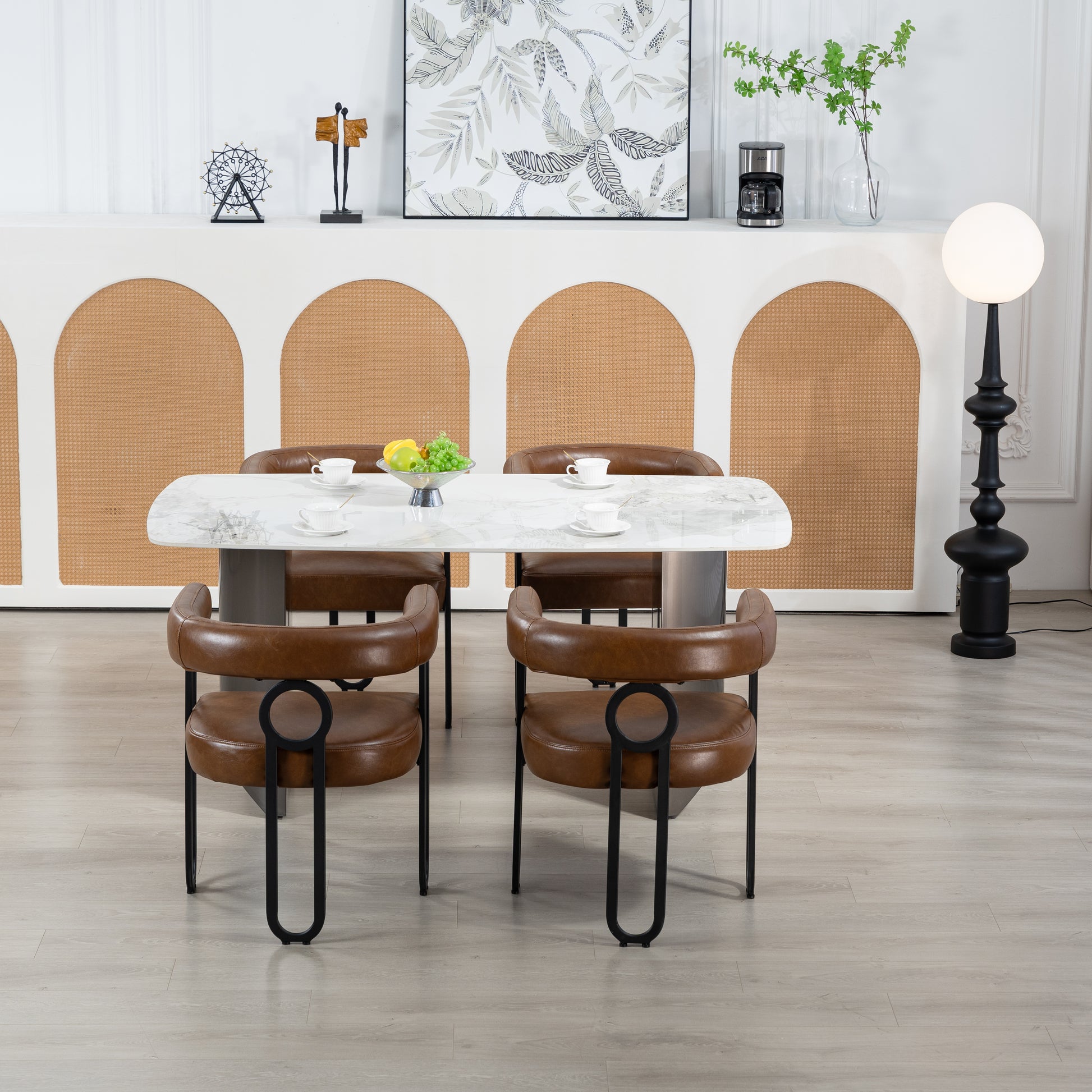 Coolmore Contemporary Designed Pu Fabric Upholstered Accent Dining Chair Barrel Side Chairs Kitchen Armchair For Living Room Set Of 2 Light Brown Pu Light Brown Dining Room Foam Pu Leather