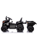 12V Kids Ride On Electric Tractor Black Knight,Kids Ride On Toy.2Wd,Non Skid Tires, Steering Wheel, Foot Pedal,With Removable Storage Tug,Light,Bluetooth,Music,Mp3,Usb,Power Display For Kids Aged 2 3. Black 50 99 Lbs Polypropylene
