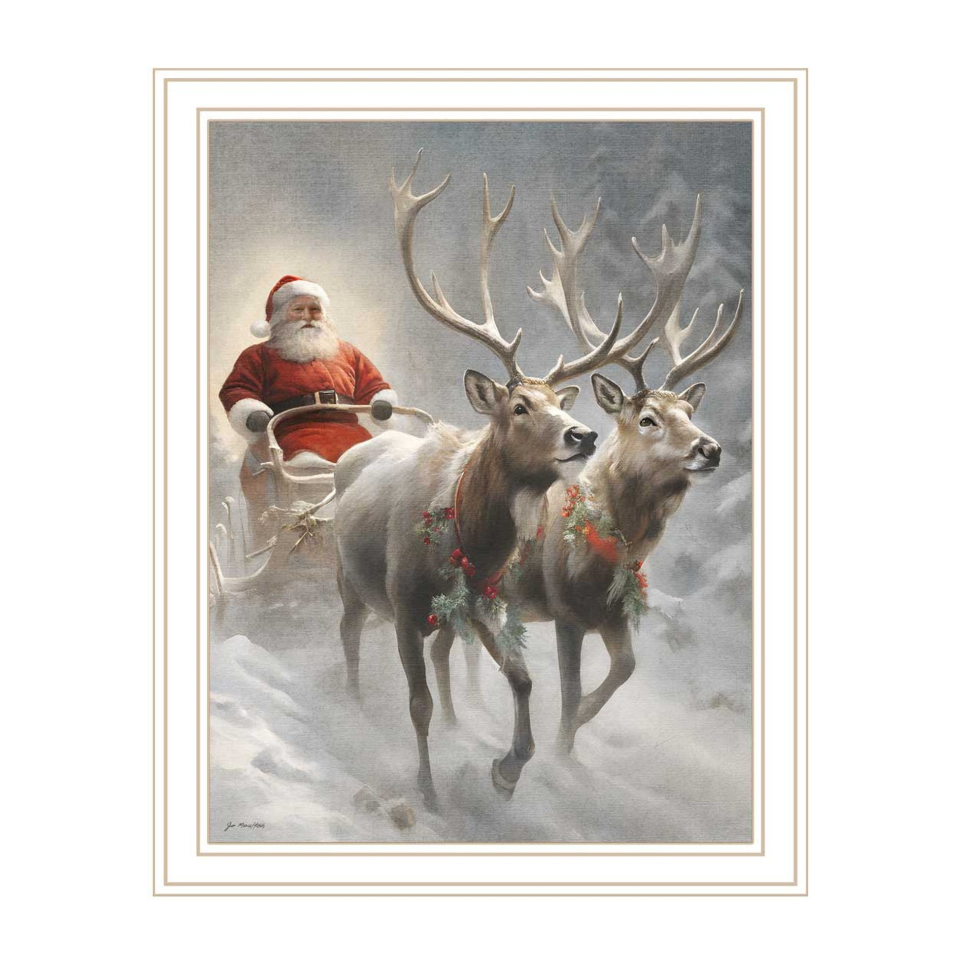 2 Piece Vignette On The Eve Of Christmas White Framed Wall Art For Living Room, Holiday Wall Art Print For Home Decor, Bedroom Wall Art By Jo Moulton Multicolor Wood Paper