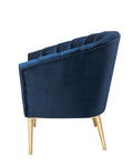 Midnight Blue And Gold Tufted Accent Chair Blue Gold Primary Living Space Wood Fabric
