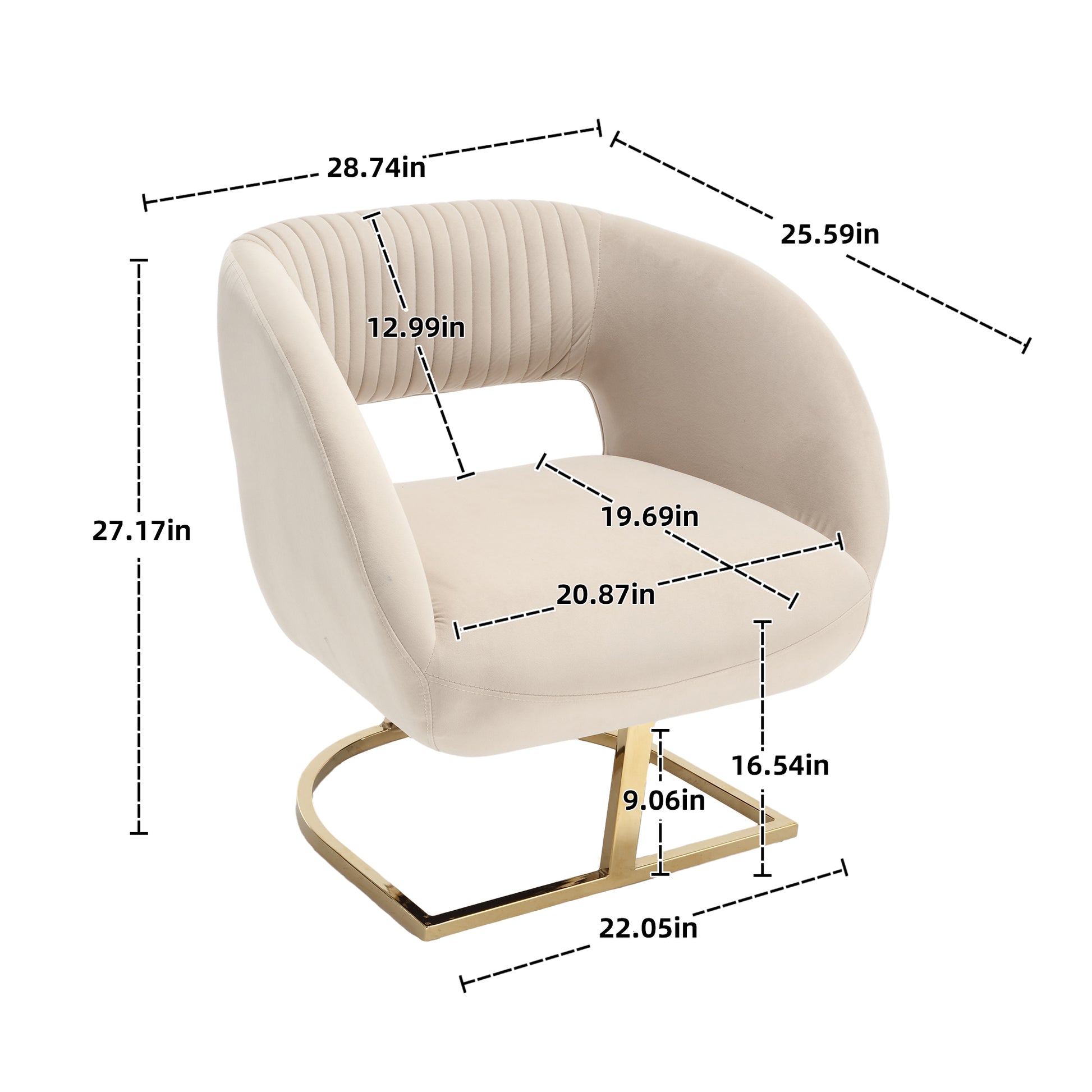 Coolmore Modern Chair With Velvet Fabric, Mid Century Chair With Wide Upholstered, Armchair For Living Room, Lounge, Bedroom Beige Beige Primary Living Space Foam Velvet
