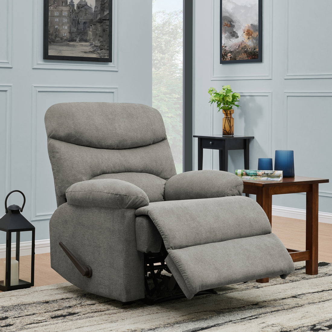 The Grayson Gray Polyester Manual Handle Wood Cushion Back Polyester