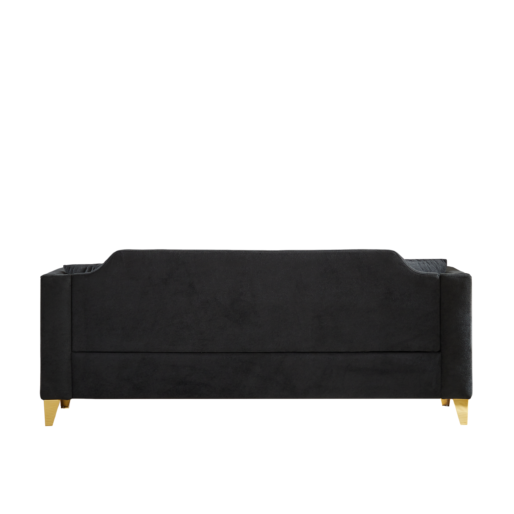 Fx81"Mid Century Design Modern Sofa,Chenille Pull Buckle Design Sofa For Living Room,Buttons Tufted With Copper Nail Decoration Armrest, With 2 Pillows,Modern Couch Upholstered Button And Metal Legs Black Chenille Pine Foam Fabric 3 Seat