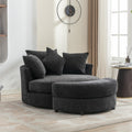Orisfur. 360 Swivel Accent Barrel Chair With Storage Ottoman & 4 Pillows, Modern Chenille Leisure Chair Round Accent For Living Room, Gray Gray Foam Chenille