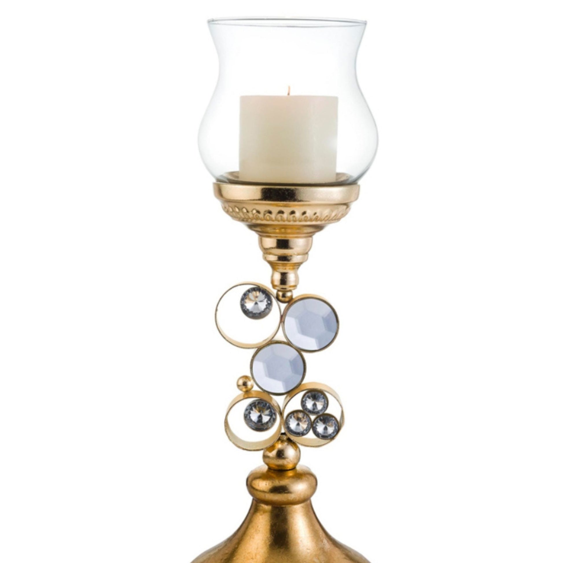18" Tall Polyresin "Malha" Candleholder, Gold Finish Gold Polyresin