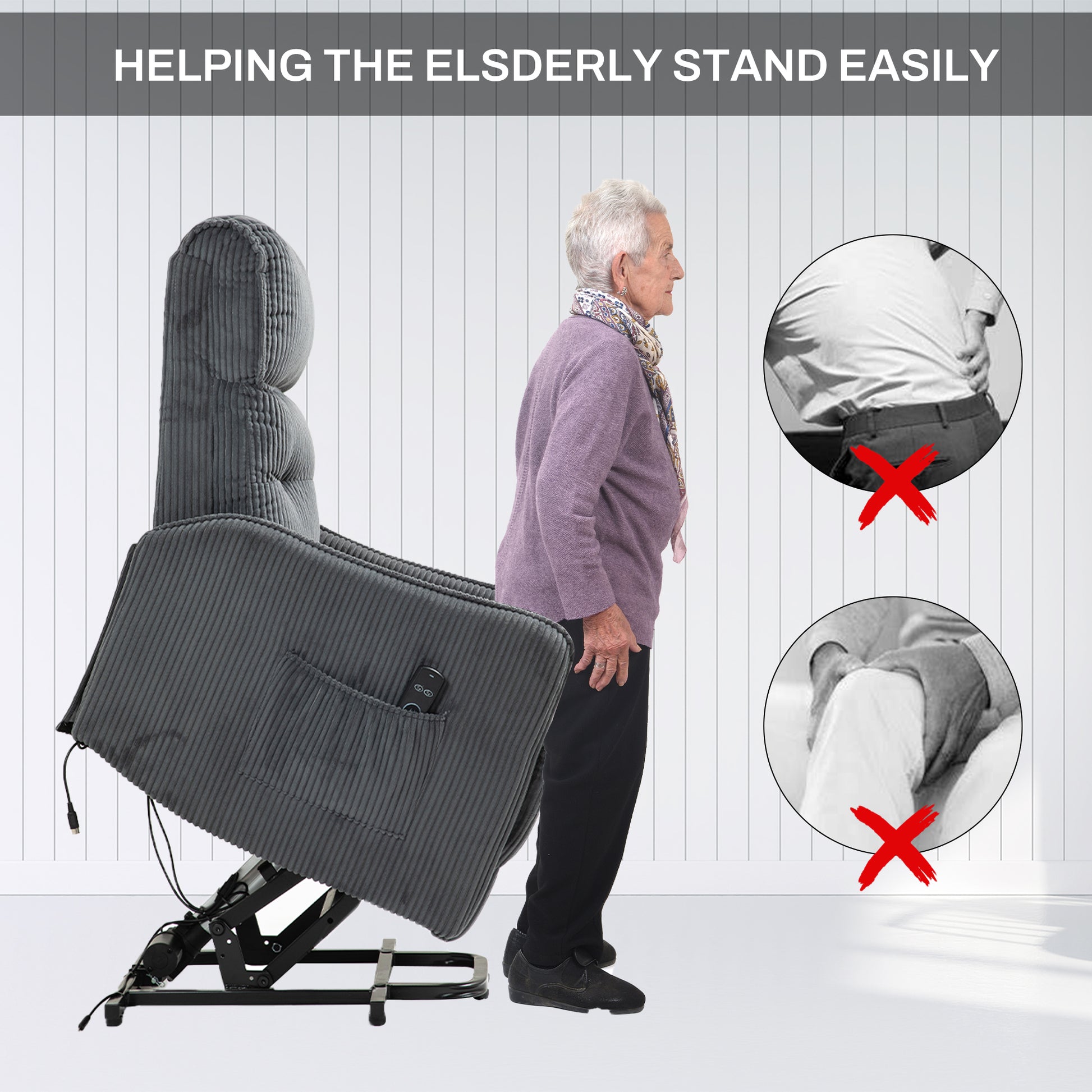 Coolmore Recliner Chair, Electric Recliner Chairs For Adults, Side Pocket Power Reclining Chair Pocket Springs Seat Cushion, Corduroy Fabric Recliner Sofa For Living Room, Bedroom, Home Theater Dg Dark Gray Foam Corduroy