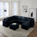 Modular Sectional Sofa With Storage Seat Oversized U Shaped Couch With Reversible Chaise Sofa Set With Ottoman,Ultimate Comfort 6 8 Seater Couches With Adjustable Arms And Backs For Living Room Blue Blue Polyester 6 Seat