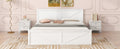 King Size Wooden Platform Bed With Four Storage Drawers And Support Legs, White King White Pine