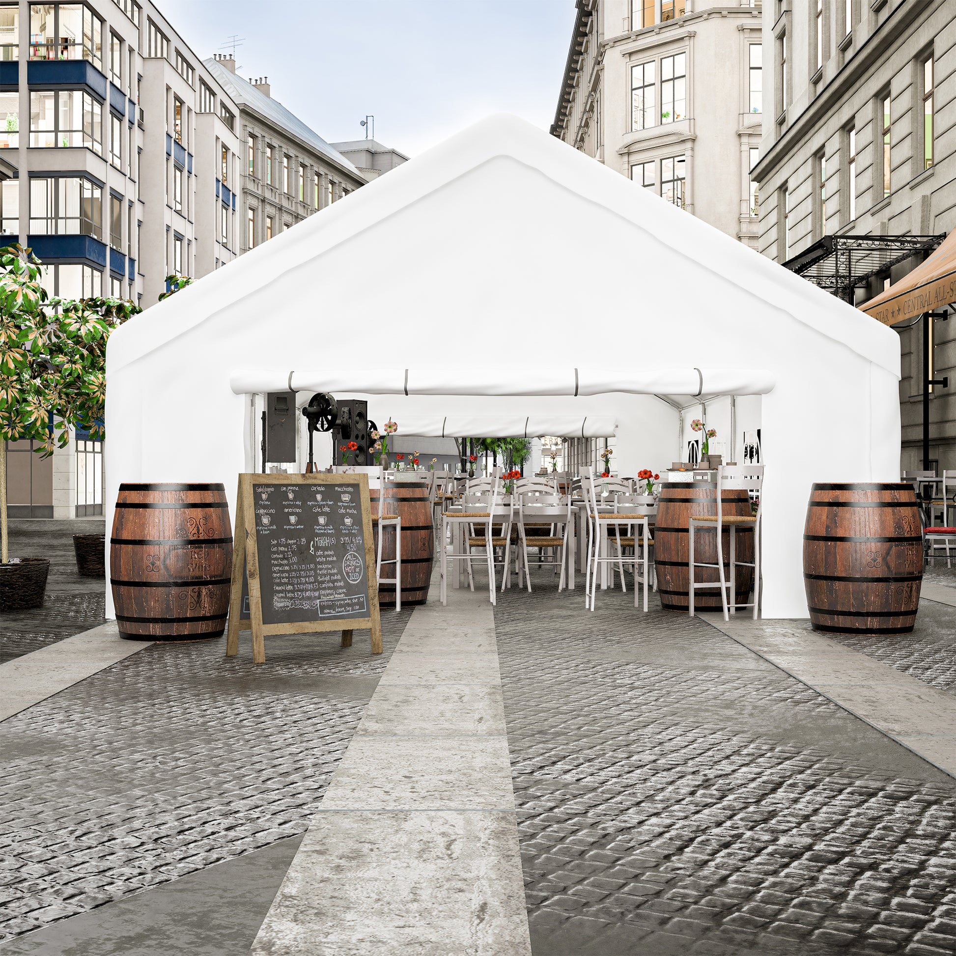 20X32Ft Party Tent Heavy Duty, Large Wedding Event Shelters With 3 Storage Bags & Removable Sidewalls, Outdoor Canopy Gazebo Commercial Tents For Parties Carport Camping Garden Patio White Metal