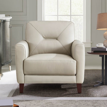 Mavis Leather Chair Beige Memory Foam Genuine Leather