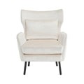 Wing Back Velvet Accent Chair, Modern Living Room Armchair Comfy Upholstered Single Sofa Chair For Bedroom Dorms Reading Reception Room With Metal Legs & Pillow, Beige Beige Velvet