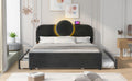 Queen Size Upholstered Platform Bed With Multi Functional Headboard, Trundle And 2 Drawers, Gray Box Spring Not Required Queen Gray Wood Bedroom Upholstered