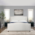 Carmen King Upholstered Wingback Panel Bed Frame, Antique White Polyester Box Spring Required King Antique White Wood Foam Polyester Polyester