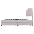 Full Size Upholstered Bed With 4 Storage Drawers,Wood Slat Support, Beige Full Beige Upholstered