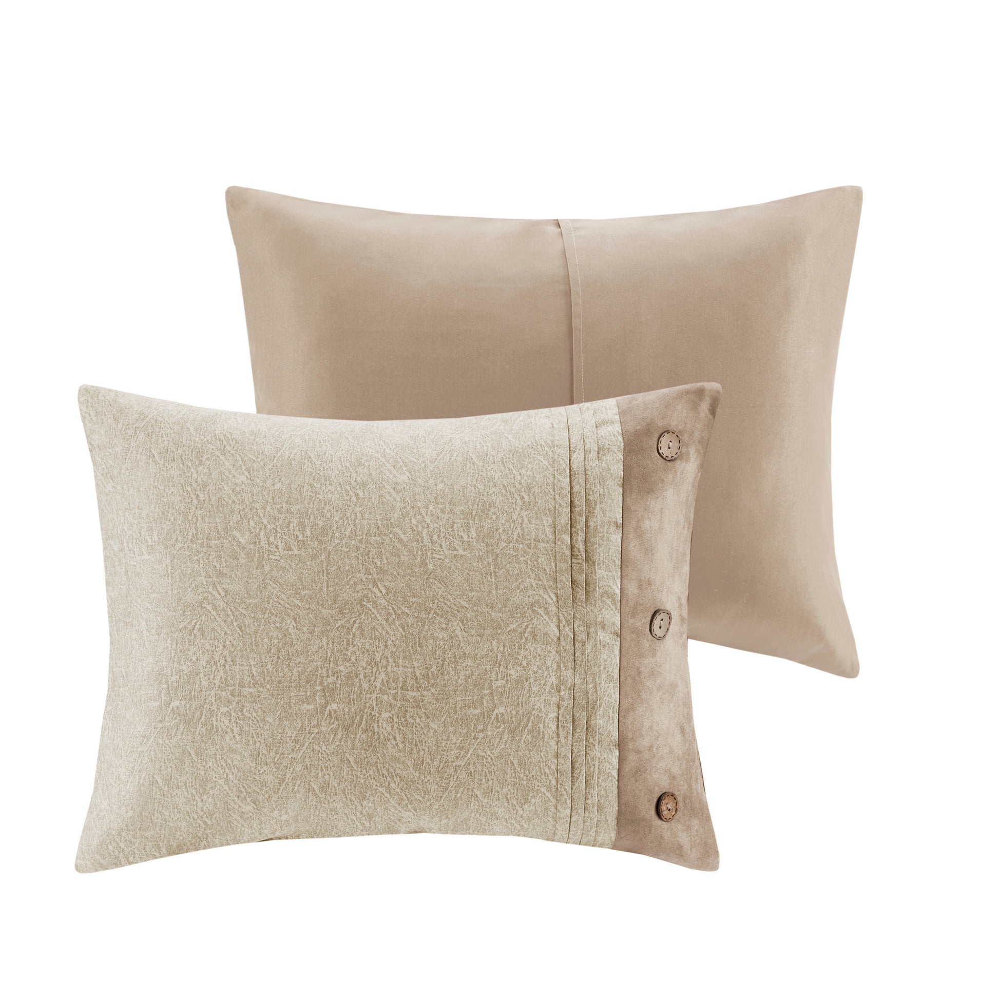 7 Piece Faux Suede Comforter Set Tan Cal King California King Tan Polyester