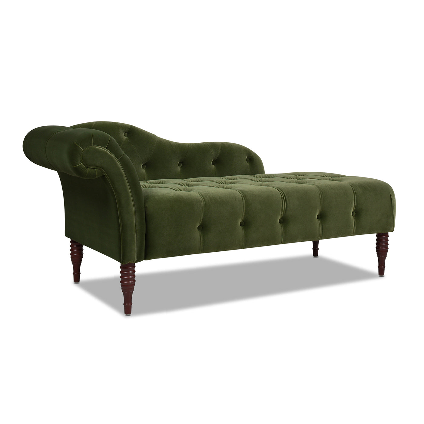 Samuel Tufted Roll Arm Chaise Lounge, Olive Green Performance Velvet Olive Green Foam Velvet