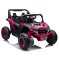 24V Two Seater Kids Ride On Utv W Parents Remote Control,Four Wheel Suspension,Slow Start,Large Wheel Design,Anti Collision Bar,Storage Space,Music,Usb,Bluetooth,Volume Control,Led Lights For Kids 3 . Pink 100 149 Lbs Polypropylene