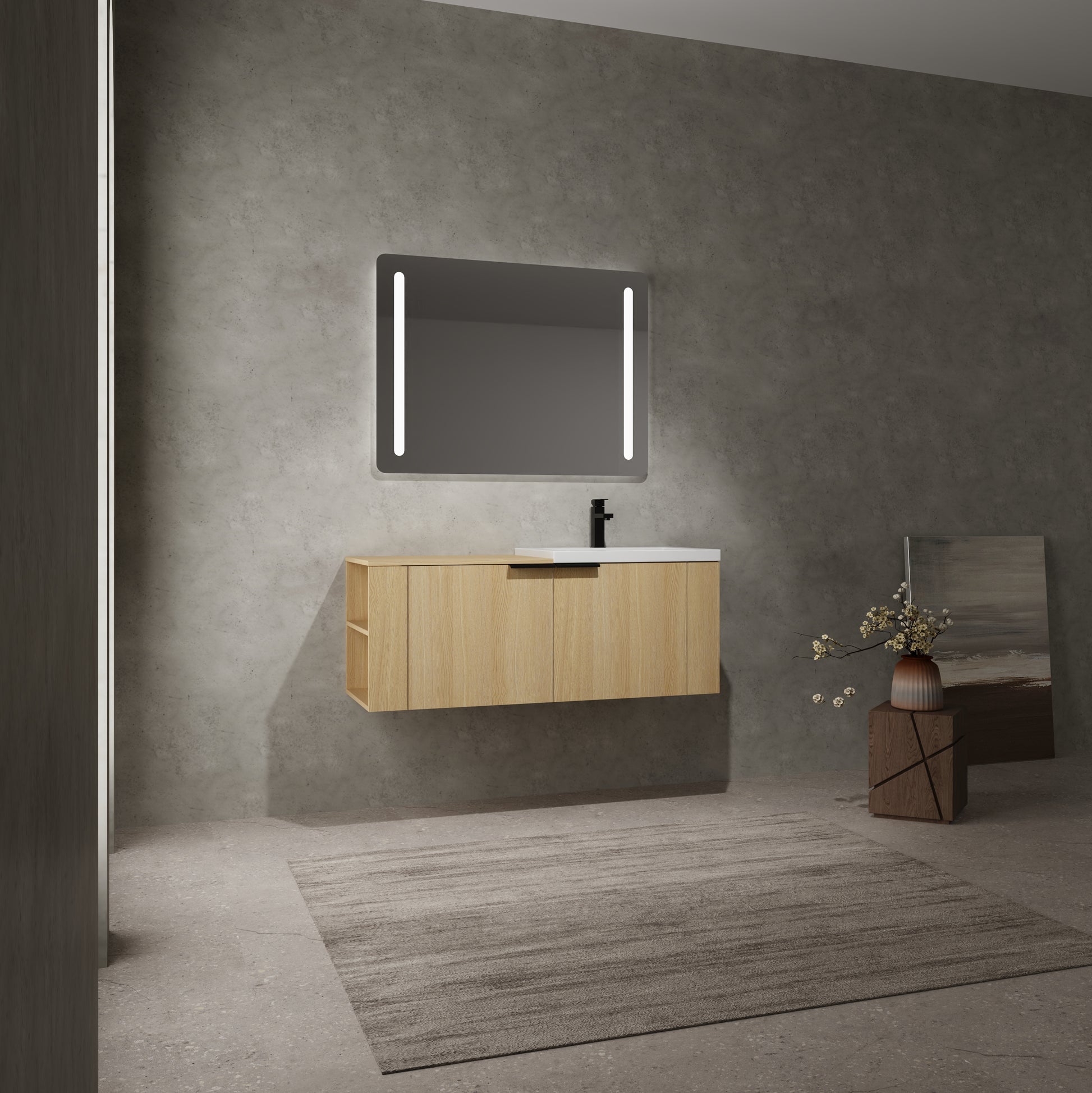 48 "Bathroom Vanity Sink Combo For Big Space,Modern Bathroom Cabinet Cabinet Combination, Bathroom Sink Cabinet Set, Oak Oak Bathroom American Design Engineered Wood