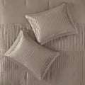 7 Piece Polyester Charmeuse Comforter Set Taupe Queen Queen Taupe Polyester
