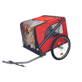 Dog Bike Trailer,Mesh Dog Cart With 3 Entrances, Safety Flag, 8 Reflectors, Folding Pet Carrier Wagon With 20 Inch Wheels, Bicycle Carrier For Medium And Small Sized Dogs Red Black Fabric Steel