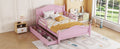 Full Size Wood Platform Bed With Guardrails On Both Sides And Two Storage Drawers ,Pink Full Pink Wood