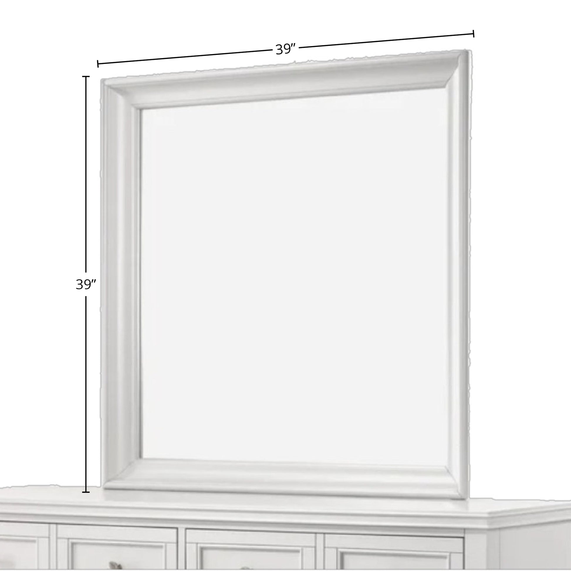 White Square Mirror White Solid Wood Mdf Glass