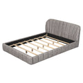 Queen Size Upholstered Platform Bed With Thick Fabric, Polyester, Gray Queen Gray Polyester