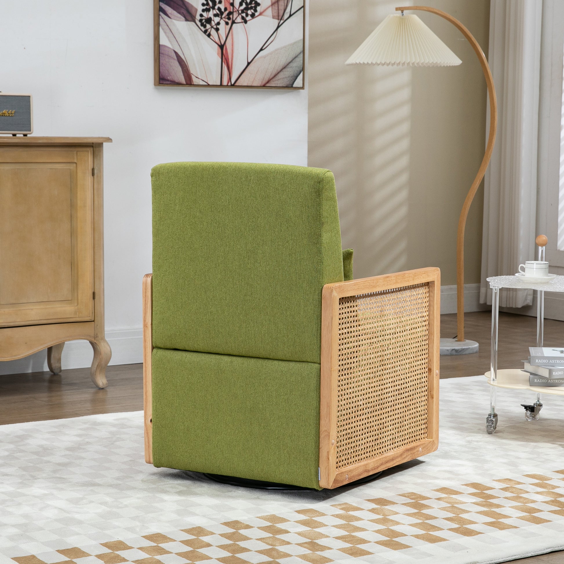 Coolmore 360 Degree Swivel Barrel Club Chair With One Pillow,Modern Comfortable Upholstered Accent Chair,Linen Accent Chair For Living Room,Bedroom Green Linen Green Primary Living Space Modern Foam Linen