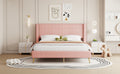 Queen Size Corduroy Platform Bed With Metal Legs, Pink Old Sku:Wf300238Aah Queen Pink Corduroy