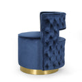 Swivel Arm Chair Blue Velvet