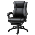Vinsetto Executive High Back Office Chair Executive Computer Desk Chair With Pu Leather, Adjustable Height And Retractable Footrest, Black Black Pu Leather