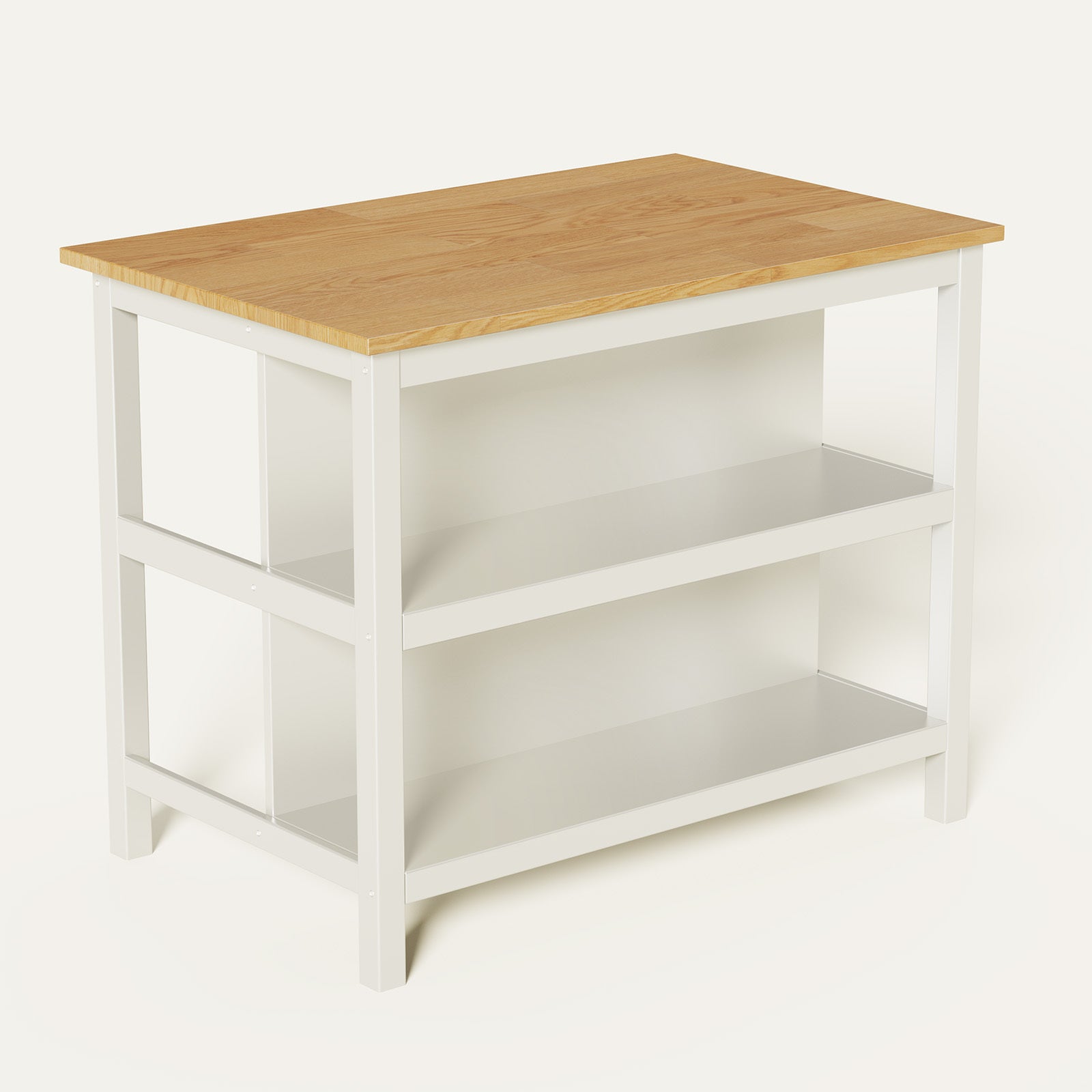 3 Pcs Dining Table Set Rustic Retro Breakfast Table Dining Stools Rubber Wood For 2 With Two Open Shelves For Small Space Kitchen Dining Room Cream White White Rubber Wood