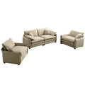 Luxurious And Sophisticated Sofa Set With Soft Cushions And Pillows, Sofa Set For Living Rooms And Clubs As Well As Home Theaters, Consisting Of Two Single Sofas And A 2 Seaters Sofas In Tan Corduroy Tan Corduroy 4 Seat