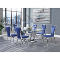 Blue And Silver Side Chairs With Metal Base Set Of 2 Cushion Solid Blue Dining Room Foam Contemporary,Modern Side Chair Wing Back Set Of 2 Velvet