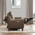 Torino Power Headrest Zero Gravity Reclining Loveseat Brown Genuine Leather Wood Primary Living Space Medium Firm Tight Back Mid Century Modern Eucalyptus Pillow Top Arms Memory Foam Leather