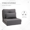 Homcom 2 In 1 Floor Lazy Sofa With 5 Position Adjustable Backrest, Dark Gray Dark Grey Linen