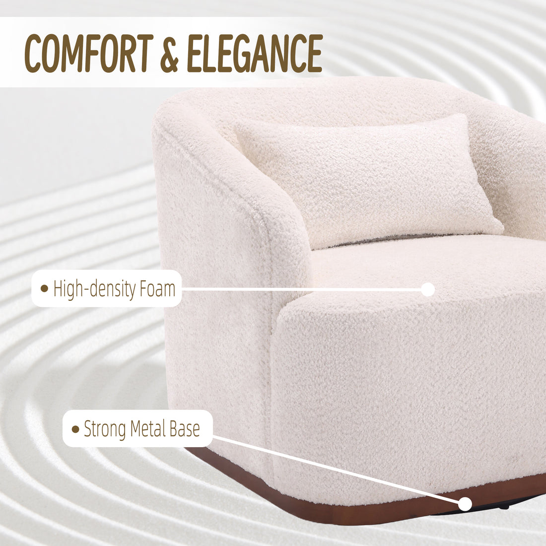 Coolmore Swivel Barrel Chair, Comfy Round Accent Sofa Chair For Living Room, 360 Degree Swivel Barrel Club Chair, Leisure Arm Chair For Nursery, Hotel, Bedroom, Office, Lounge White Boucle White Primary Living Space Foam Boucle
