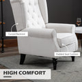Homcom Button Tufted Accent Chair With High Wingback, Rounded Cushioned Armrests And Thick Padded Seat, Cream White Cream White Fabric