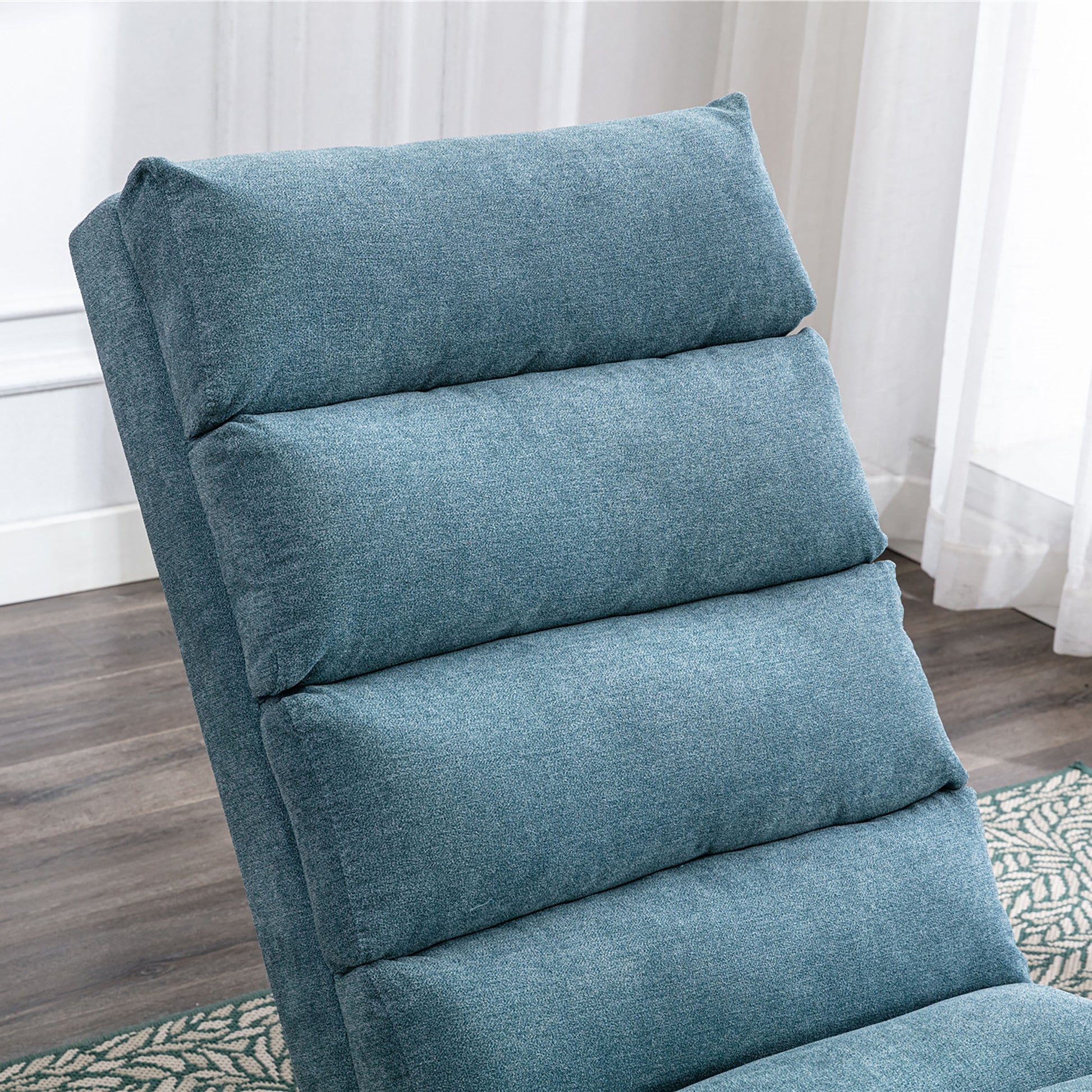 Coolmore Linen Massage Chaise Lounge Indoor With Remote Control,Ergonomic Electric Massage Long Lounger With 5 Modes For Office, Living Room,Bedroom Blue Blue Foam Linen