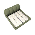 Queen Size Upholstered Platform Bed With Oversized Padded Backrest, Thickening Pinewooden Slats And Solid Wood Leg,Green Box Spring Not Required Queen Green Wood Pine Polyester Solid Wood