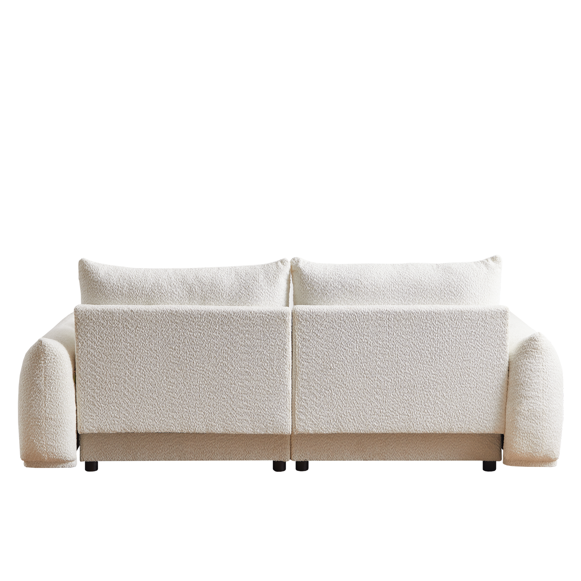 Lamb'S Wool 2 Seater Cushion Sofa 90'' Comfortable Sofa For Living Room Bedroom And Other Casual Spaces Lamb'S Wool Sofa With 2 Cushions And 2 Ball Pillows. Beige Beige Foam Fabric 2 Seat