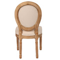 French Country Dining Chairs With Round Back Set Of 2, Upholstered, Solid Wood Legs, Accent Side Chairs For Living Room, Wedding Event Cream Cushion Cream Light Brown Dining Room Round Modern Banquet Chair Rubberwood Cotton Linen Rubber Wood