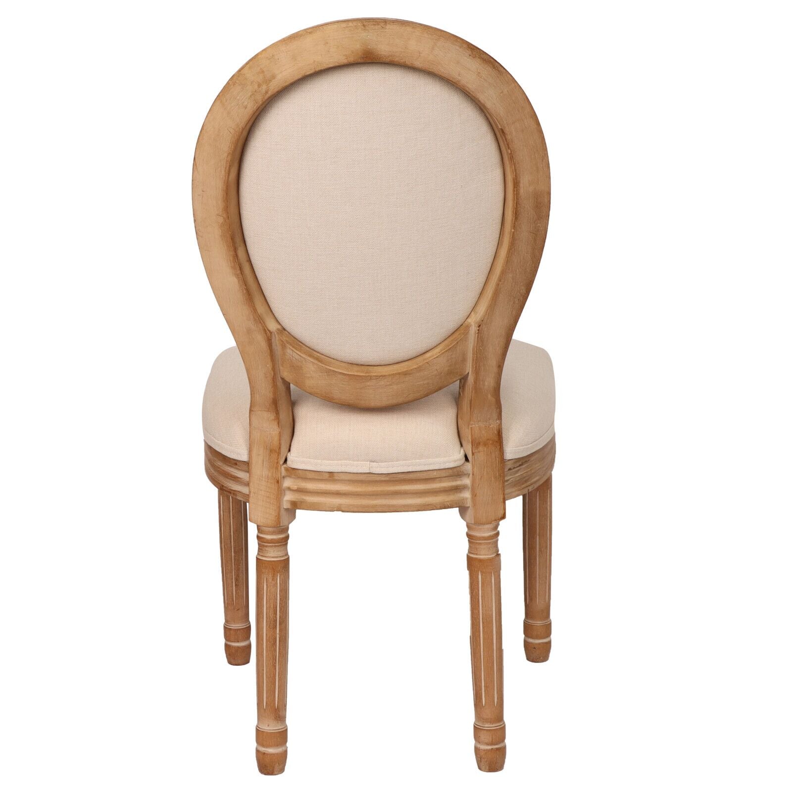 French Country Dining Chairs With Round Back Set Of 2, Upholstered, Solid Wood Legs, Accent Side Chairs For Living Room, Wedding Event Cream Cushion Cream Light Brown Dining Room Round Modern Banquet Chair Rubberwood Cotton Linen Rubber Wood