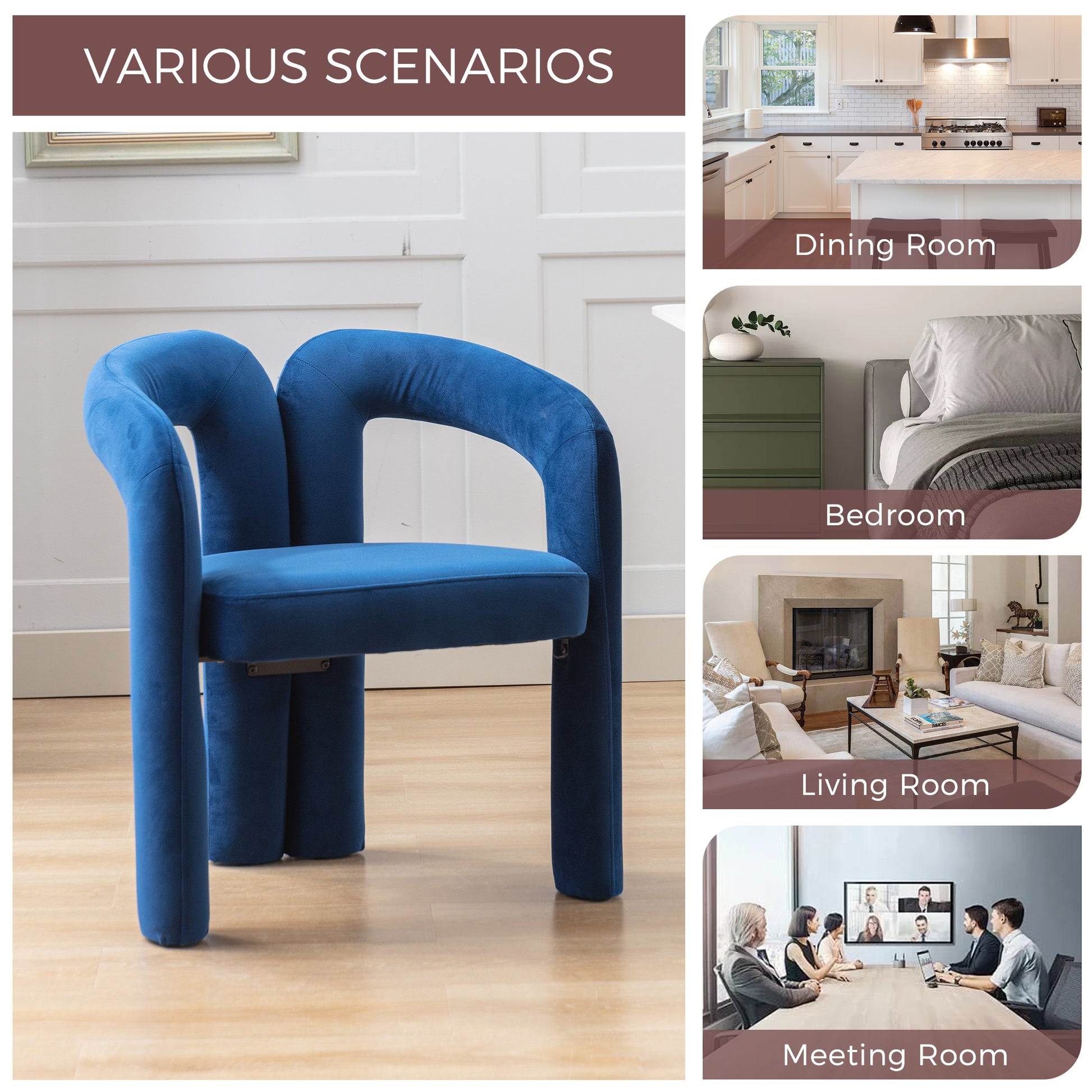 Coolmore Contemporary Designed Velvet Fabric Upholstered Accent Dining Chair Barrel Side Chairs Kitchen Armchair For Living Room Set Of 2 Navy Velvet Navy Foam Velvet