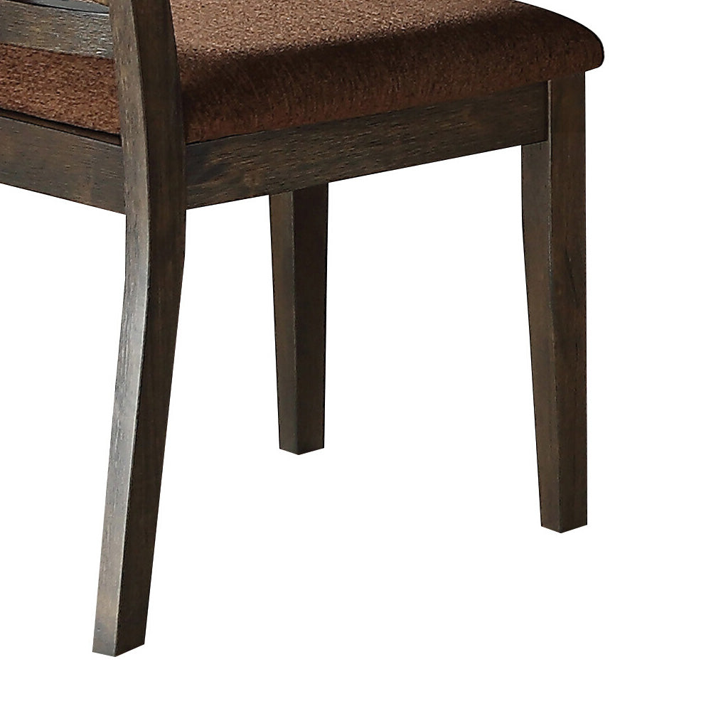 Brown And Espresso Side Chair With Padded Seat Set Of 2 Solid Espresso Dining Room Traditional Side Chair Open Back Set Of 2 Wood Fabric