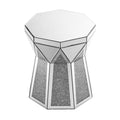 Drum Style Coffee Table With Mirror Crystal Inlay, Polygonal Silver Decorative Table, Modern Design Luxury Modern Furniture, 20 Inch About 50 Centimeters Low Coffee Table, Suitable For Living Room Silver Primary Living Space American Design Console