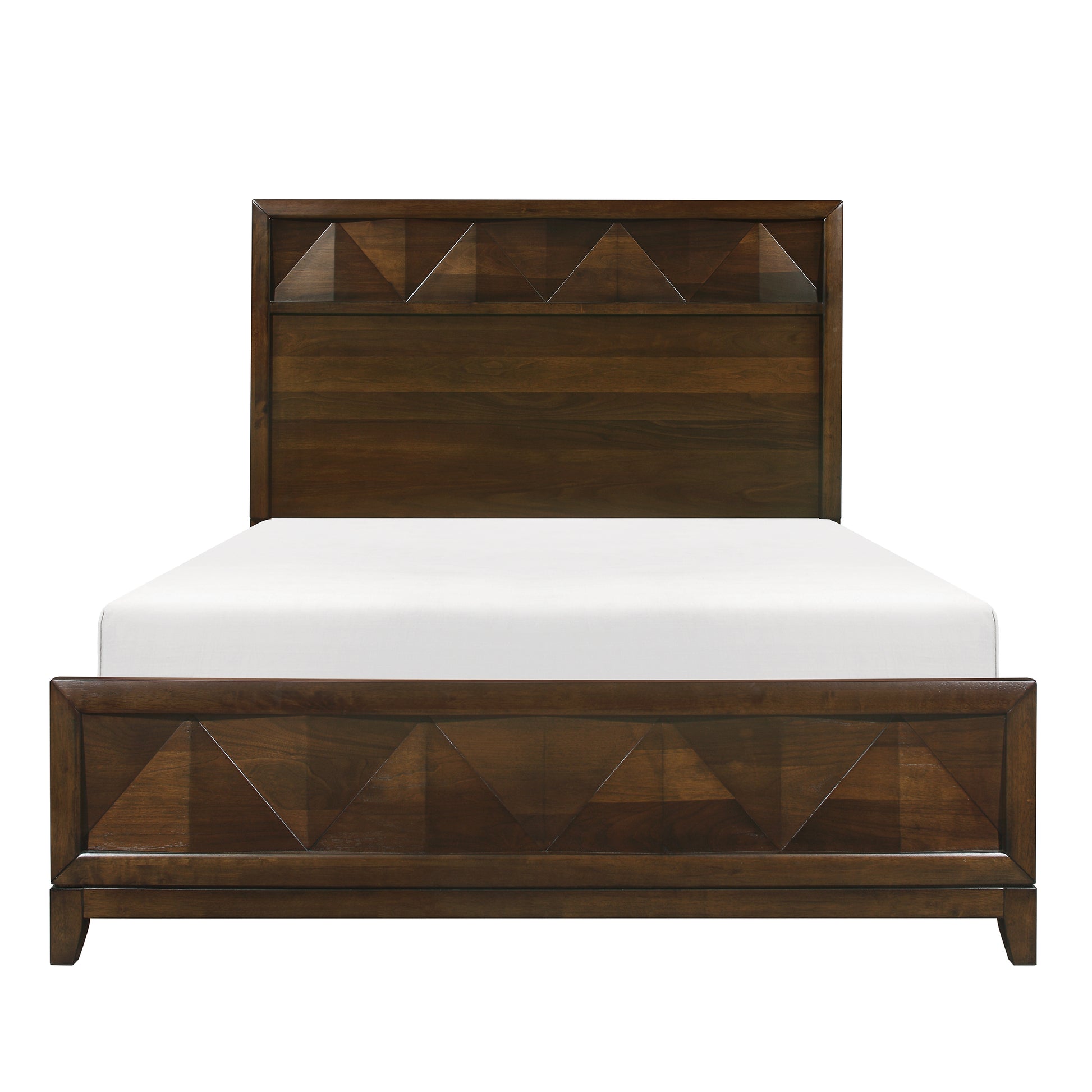 Modern Bedroom Walnut Finish 1Pc Queen Bed Decorative Design Headboard Footboard Wooden Furniture Box Spring Required Queen Walnut Wood Bedroom Contemporary,Modern Panel Wood